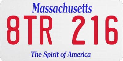 MA license plate 8TR216