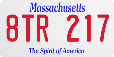 MA license plate 8TR217