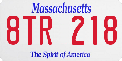 MA license plate 8TR218