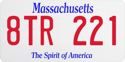 MA license plate 8TR221