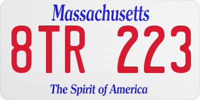 MA license plate 8TR223