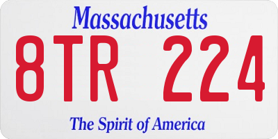 MA license plate 8TR224