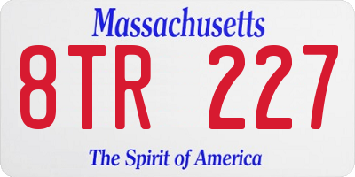 MA license plate 8TR227