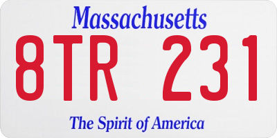 MA license plate 8TR231