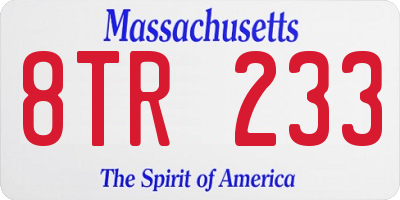 MA license plate 8TR233