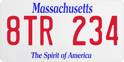 MA license plate 8TR234
