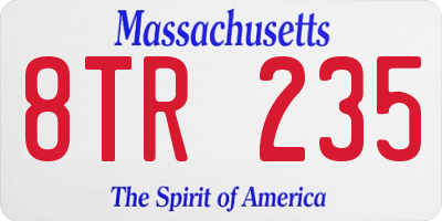 MA license plate 8TR235