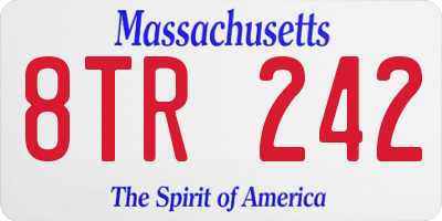 MA license plate 8TR242
