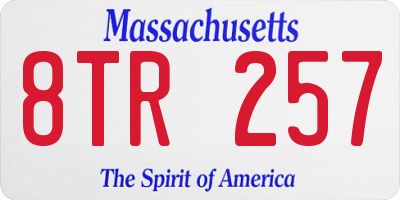 MA license plate 8TR257