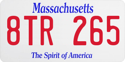 MA license plate 8TR265