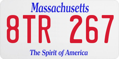 MA license plate 8TR267