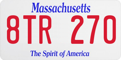 MA license plate 8TR270
