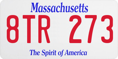 MA license plate 8TR273