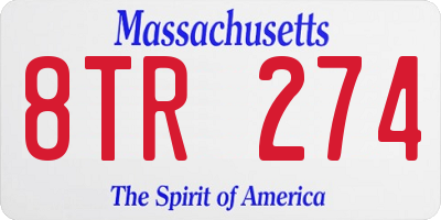 MA license plate 8TR274