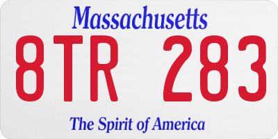 MA license plate 8TR283
