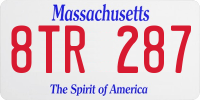 MA license plate 8TR287