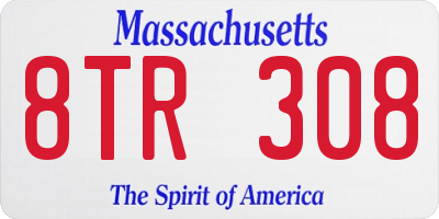 MA license plate 8TR308