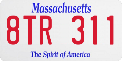 MA license plate 8TR311