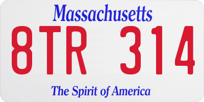 MA license plate 8TR314