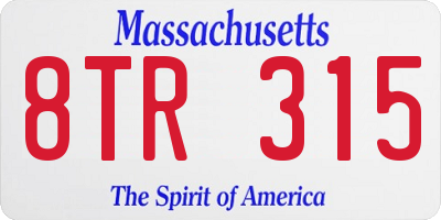 MA license plate 8TR315