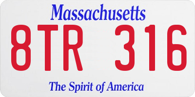 MA license plate 8TR316