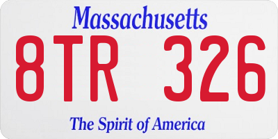 MA license plate 8TR326