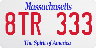 MA license plate 8TR333