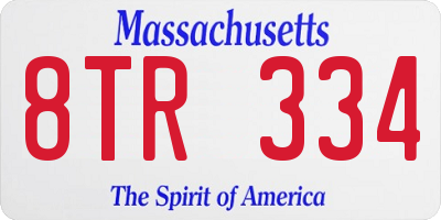MA license plate 8TR334