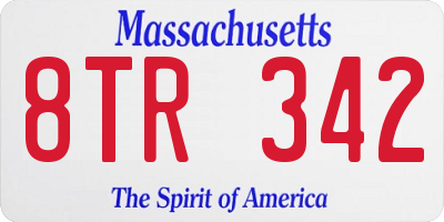 MA license plate 8TR342