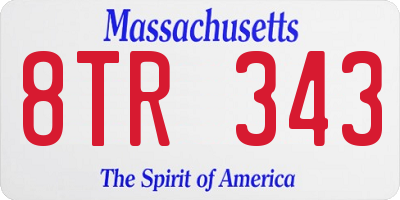 MA license plate 8TR343