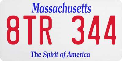 MA license plate 8TR344