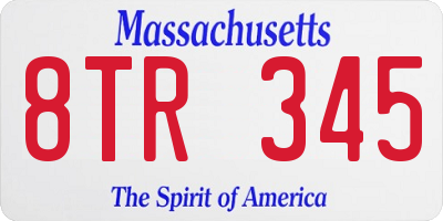 MA license plate 8TR345