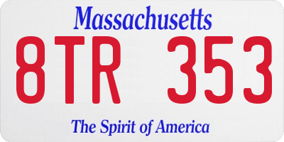 MA license plate 8TR353