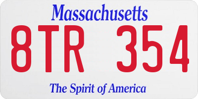 MA license plate 8TR354