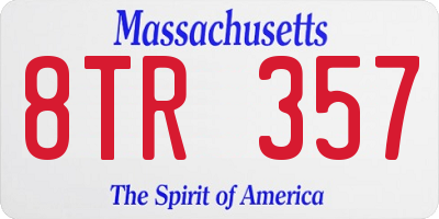 MA license plate 8TR357