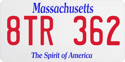 MA license plate 8TR362