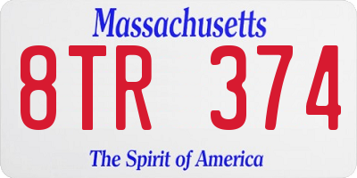 MA license plate 8TR374