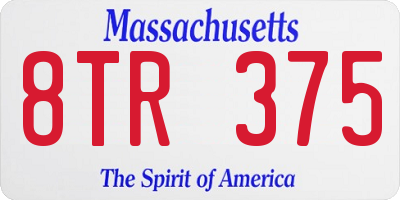 MA license plate 8TR375