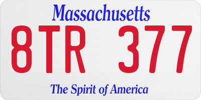 MA license plate 8TR377