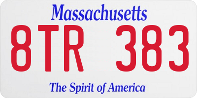 MA license plate 8TR383