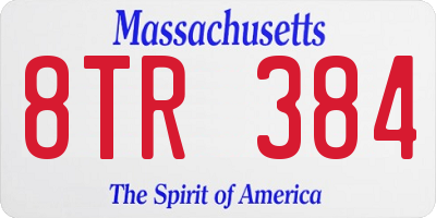 MA license plate 8TR384