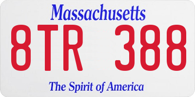 MA license plate 8TR388