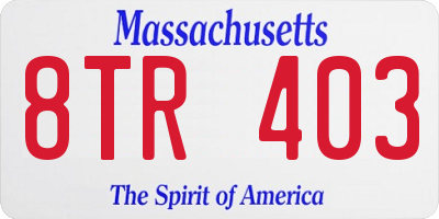 MA license plate 8TR403