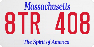 MA license plate 8TR408