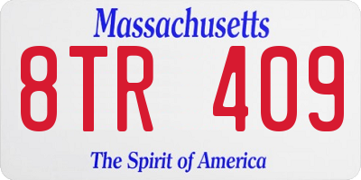 MA license plate 8TR409