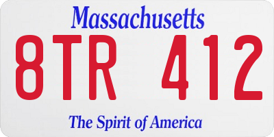 MA license plate 8TR412