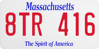MA license plate 8TR416