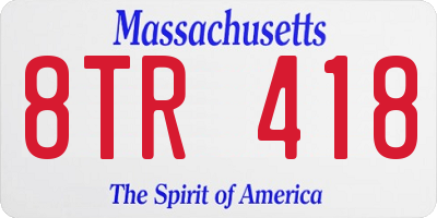 MA license plate 8TR418