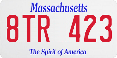 MA license plate 8TR423