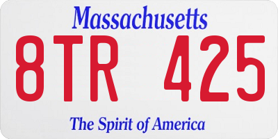 MA license plate 8TR425